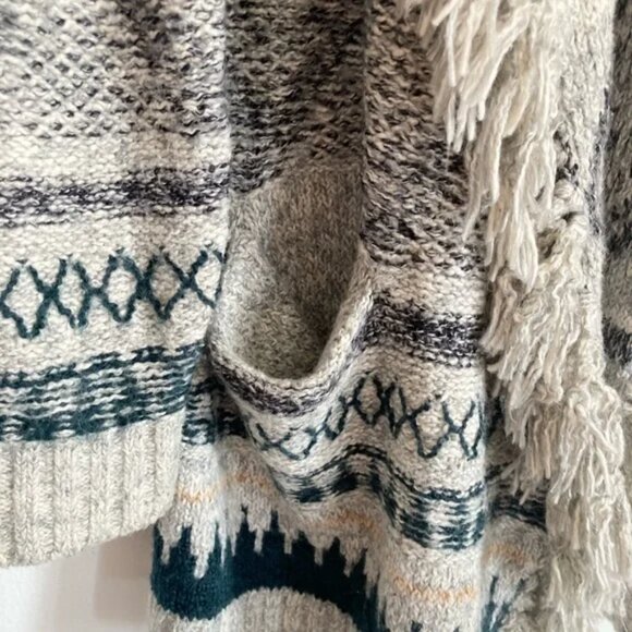 CABI Shetland Fringe Drape Front Oversized Waterfall Cardigan Sweater Size Small - Picture 6 of 11
